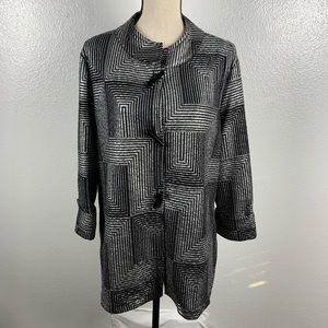 JM Collection Metallic Silver Coat